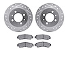 7302-67063 Drilled/Slotted Brake Rotor with 3000-Series Ceramic Brake Pads Kit [Silver], 1991-2006 Infiniti/Nissan, Position: Re - image 1