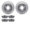 7302-67065 Drilled/Slotted Brake Rotor with 3000-Series Ceramic Brake Pads Kit [Silver], 1991-2001 Infiniti/Nissan, Position: Re - image 1