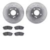 7302-67072 Drilled/Slotted Brake Rotor with 3000-Series Ceramic Brake Pads Kit [Silver], 1989-1999 Infiniti/Nissan, Position: Fr - image 1