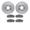7302-67079 Drilled/Slotted Brake Rotor with 3000-Series Ceramic Brake Pads Kit [Silver], 2004-2017 Infiniti/Nissan, Position: Fr - image 1