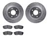 7302-67084 Drilled/Slotted Brake Rotor with 3000-Series Ceramic Brake Pads Kit [Silver], 2007-2013 Infiniti/Nissan, Position: Fr - image 1