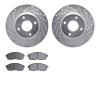 7302-67088 Drilled/Slotted Brake Rotor with 3000-Series Ceramic Brake Pads Kit [Silver], 2007-2014 Infiniti/Nissan, Position: Fr - image 1