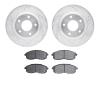 7302-67089 Drilled/Slotted Brake Rotor with 3000-Series Ceramic Brake Pads Kit [Silver], 2013-2019 Infiniti/Nissan, Position: Fr - image 1