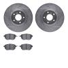 7302-67105 Drilled/Slotted Brake Rotor with 3000-Series Ceramic Brake Pads Kit [Silver], 2003-2011 Infiniti/Nissan, Position: Fr - image 1