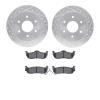 7302-67106 Drilled/Slotted Brake Rotor with 3000-Series Ceramic Brake Pads Kit [Silver], 2004-2015 Infiniti/Nissan, Position: Re - image 1