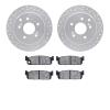 7302-68003 Drilled/Slotted Brake Rotor with 3000-Series Ceramic Brake Pads Kit [Silver], 1990-1993 Infiniti/Nissan, Position: Re - image 1