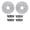 7302-68005 Drilled/Slotted Brake Rotor with 3000-Series Ceramic Brake Pads Kit [Silver], 1994-1996 Infiniti/Nissan, Position: Re - image 1