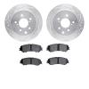 7302-68006 Drilled/Slotted Brake Rotor with 3000-Series Ceramic Brake Pads Kit [Silver], 1993-2001 Infiniti/Nissan, Position: Re - image 1