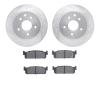 7302-68007 Drilled/Slotted Brake Rotor with 3000-Series Ceramic Brake Pads Kit [Silver], 2002-2006 Infiniti/Nissan, Position: Re - image 1