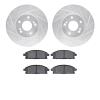 7302-68008 Drilled/Slotted Brake Rotor with 3000-Series Ceramic Brake Pads Kit [Silver], 1997-2001 Infiniti/Nissan, Position: Fr - image 1