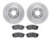 7302-68009 Drilled/Slotted Brake Rotor with 3000-Series Ceramic Brake Pads Kit [Silver], 2003-2005 Infiniti/Nissan, Position: Fr - image 1