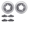 7302-72004 Drilled/Slotted Brake Rotor with 3000-Series Ceramic Brake Pads Kit [Silver], 1997-2004 Mitsubishi, Position: Rear - image 1