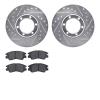 7302-72019 Drilled/Slotted Brake Rotor with 3000-Series Ceramic Brake Pads Kit [Silver], 1987-1989 Multiple Makes/Models, Positi - image 1