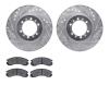 7302-72043 Drilled/Slotted Brake Rotor with 3000-Series Ceramic Brake Pads Kit [Silver], 1990-2004 Mitsubishi, Position: Front - image 1