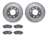 7302-72065 Drilled/Slotted Brake Rotor with 3000-Series Ceramic Brake Pads Kit [Silver], 1998-2006 Kia/Hyundai/Genesis, Position - image 1