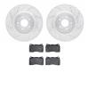 7302-72082 Drilled/Slotted Brake Rotor with 3000-Series Ceramic Brake Pads Kit [Silver], 2008-2015 Mitsubishi, Position: Front - image 1
