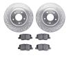 7302-72087 Drilled/Slotted Brake Rotor with 3000-Series Ceramic Brake Pads Kit [Silver], Fits Select Mitsubishi, Position: Rear - image 1