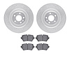 7302-73007 Drilled/Slotted Brake Rotor with 3000-Series Ceramic Brake Pads Kit [Silver], 2017-2020 Audi/Volkswagen, Position: Re - image 1