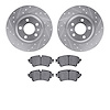 7302-73008 Drilled/Slotted Brake Rotor with 3000-Series Ceramic Brake Pads Kit [Silver], 2016-2020 Audi/Volkswagen, Position: Re - image 1