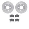 7302-73028 Drilled/Slotted Brake Rotor with 3000-Series Ceramic Brake Pads Kit [Silver], 2002-2006 Audi/Volkswagen, Position: Re - image 1