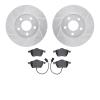 7302-73035 Drilled/Slotted Brake Rotor with 3000-Series Ceramic Brake Pads Kit [Silver], 1992-1998 Audi/Volkswagen, Position: Fr - image 1