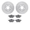 7302-73038 Drilled/Slotted Brake Rotor with 3000-Series Ceramic Brake Pads Kit [Silver], 1996-1999 Audi/Volkswagen, Position: Fr - image 1