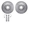 7302-73045 Drilled/Slotted Brake Rotor with 3000-Series Ceramic Brake Pads Kit [Silver], 1999-2004 Audi/Volkswagen, Position: Fr - image 1