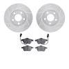 7302-73047 Drilled/Slotted Brake Rotor with 3000-Series Ceramic Brake Pads Kit [Silver], 1998-2008 Audi/Volkswagen, Position: Fr - image 1