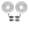 7302-73048 Drilled/Slotted Brake Rotor with 3000-Series Ceramic Brake Pads Kit [Silver], 1999-2006 Audi/Volkswagen, Position: Fr - image 1