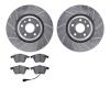 7302-73061 Drilled/Slotted Brake Rotor with 3000-Series Ceramic Brake Pads Kit [Silver], 2012-2015 Audi/Volkswagen, Position: Fr - image 1