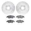 7302-73062 Drilled/Slotted Brake Rotor with 3000-Series Ceramic Brake Pads Kit [Silver], 2008-2011 Audi/Volkswagen, Position: Fr - image 1