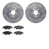 7302-73064 Drilled/Slotted Brake Rotor with 3000-Series Ceramic Brake Pads Kit [Silver], 2012-2017 Audi/Volkswagen, Position: Fr - image 1