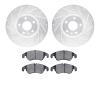 7302-73065 Drilled/Slotted Brake Rotor with 3000-Series Ceramic Brake Pads Kit [Silver], 2009-2012 Audi/Volkswagen, Position: Fr - image 1
