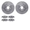7302-73066 Drilled/Slotted Brake Rotor with 3000-Series Ceramic Brake Pads Kit [Silver], 2011-2013 Audi/Volkswagen, Position: Fr - image 1