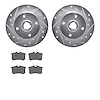 7302-74003 Drilled/Slotted Brake Rotor with 3000-Series Ceramic Brake Pads Kit [Silver], 1985-2002 Audi/Volkswagen, Position: Re - image 1