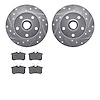 7302-74005 Drilled/Slotted Brake Rotor with 3000-Series Ceramic Brake Pads Kit [Silver], 1992-1998 Audi/Volkswagen, Position: Re - image 1