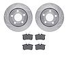7302-74009 Drilled/Slotted Brake Rotor with 3000-Series Ceramic Brake Pads Kit [Silver], 1999-2005 Audi/Volkswagen, Position: Re - image 1