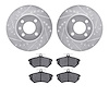 7302-74013 Drilled/Slotted Brake Rotor with 3000-Series Ceramic Brake Pads Kit [Silver], 1986-2008 Audi/Volkswagen, Position: Fr - image 1