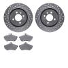 7302-74018 Drilled/Slotted Brake Rotor with 3000-Series Ceramic Brake Pads Kit [Silver], 1990-1993 Audi/Volkswagen, Position: Fr - image 1