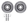 7302-74021 Drilled/Slotted Brake Rotor with 3000-Series Ceramic Brake Pads Kit [Silver], 2002-2005 Audi/Volkswagen, Position: Fr - image 1
