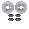 7302-74023 Drilled/Slotted Brake Rotor with 3000-Series Ceramic Brake Pads Kit [Silver], 2005-2018 Audi/Volkswagen, Position: Re