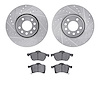 7302-74027 Drilled/Slotted Brake Rotor with 3000-Series Ceramic Brake Pads Kit [Silver], Fits Select Audi/Volkswagen, Position: 