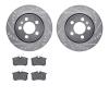 7302-74033 Drilled/Slotted Brake Rotor with 3000-Series Ceramic Brake Pads Kit [Silver], 2000-2006 Audi/Volkswagen, Position: Re - image 1
