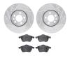 7302-74051 Drilled/Slotted Brake Rotor with 3000-Series Ceramic Brake Pads Kit [Silver], 1996-1998 Audi/Volkswagen, Position: Fr - image 1