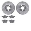7302-74062 Drilled/Slotted Brake Rotor with 3000-Series Ceramic Brake Pads Kit [Silver], 1998-1998 Audi/Volkswagen, Position: Fr - image 1