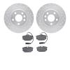 7302-74073 Drilled/Slotted Brake Rotor with 3000-Series Ceramic Brake Pads Kit [Silver], 2001-2003 Audi/Volkswagen, Position: Re - image 1