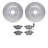 7302-74075 Drilled/Slotted Brake Rotor with 3000-Series Ceramic Brake Pads Kit [Silver], 2006-2011 Audi/Volkswagen, Position: Fr - image 1