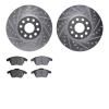 7302-74080 Drilled/Slotted Brake Rotor with 3000-Series Ceramic Brake Pads Kit [Silver], 2005-2017 Audi/Volkswagen, Position: Fr - image 1
