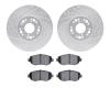 7302-75010 Drilled/Slotted Brake Rotor with 3000-Series Ceramic Brake Pads Kit [Silver], 1993-2010 Lexus/Toyota/Scion, Position: - image 1