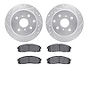 7302-76005 Drilled/Slotted Brake Rotor with 3000-Series Ceramic Brake Pads Kit [Silver], 1984-1988 Lexus/Toyota/Scion, Position: - image 1